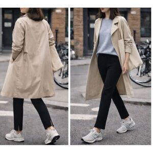 NWT COS Slim-Fit Nativa® Wool Knit Pants - Elastic Hem & Back Slit - Black Sz L